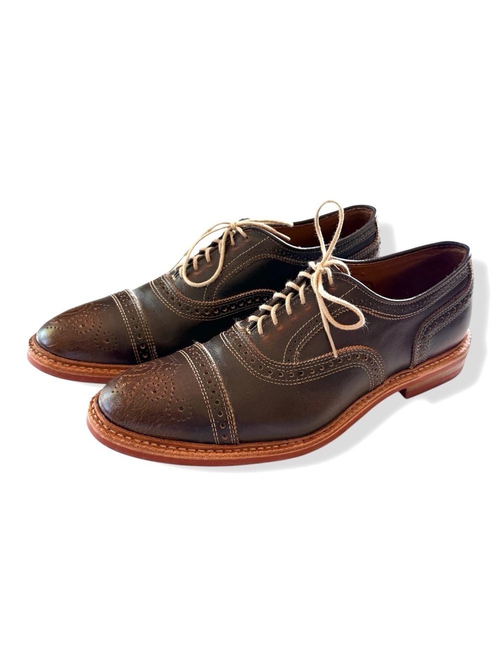 Allen Edmonds Strandmok Cap-toe Oxford Dainite Sole Sz 10D Brown Saddle Leather
